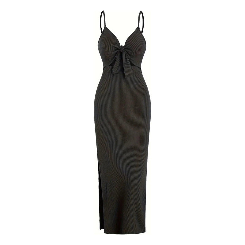 Women’s Europe & America Knit Sleeveless Suspender Dress - Sexy Backless Long Skirt with Neck, Spring & Summer Fashion - Faith Affinity
