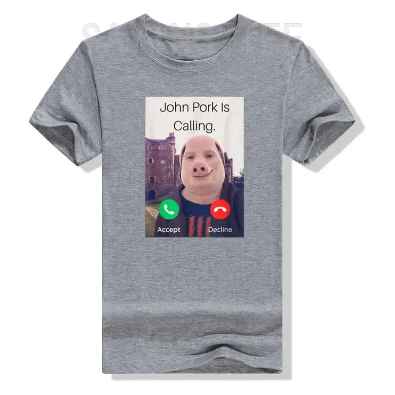 "Funny John Pork Is Calling T-Shirt - Pig Lover Graphic Tee for Women’s Casual Streetwear Fashion, Short Sleeve Gift Top" - Faith Affinity