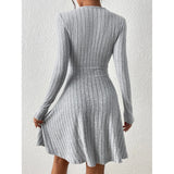 "Women’s Knit Bodycon Dress – V-Neck Long Sleeve Slim Fit Casual Midi Sweater Dress for Autumn Winter 2025" - Faith Affinity