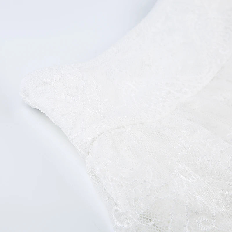 "Women's Black Low Waist Tiered Lace Skirt - White Fairycore Micro Boho Skirt, Trendy Summer Fashion Clothing" - Faith Affinity