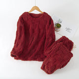 "2025 Women's Autumn Winter 2-Piece Set – Chic Plaid O-Neck Pullover Top & Elastic Waist Pants, Casual Homewear" - Faith Affinity