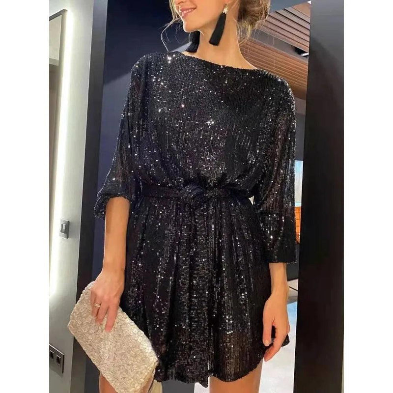 2025 Women’s Sparkling Beaded Cocktail Party Dress - Elegant Sexy Sequined Evening Dress for Holiday Fashion - Faith Affinity