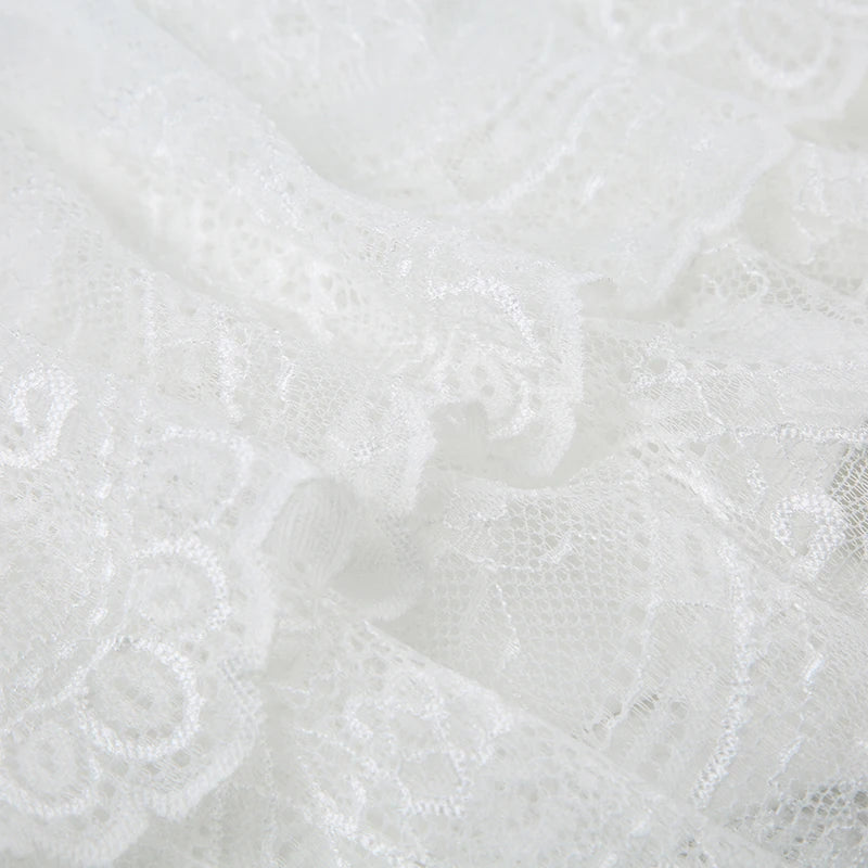 "Women's Black Low Waist Tiered Lace Skirt - White Fairycore Micro Boho Skirt, Trendy Summer Fashion Clothing" - Faith Affinity