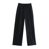 "TRAF Women's Vintage High Waist Wide Leg Pants with Front Darts & Pockets - Zipper Fly, Fashion Female Trousers" - Faith Affinity