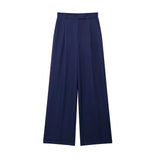 "TRAF Women's Vintage High Waist Wide Leg Pants with Front Darts & Pockets - Zipper Fly, Fashion Female Trousers" - Faith Affinity