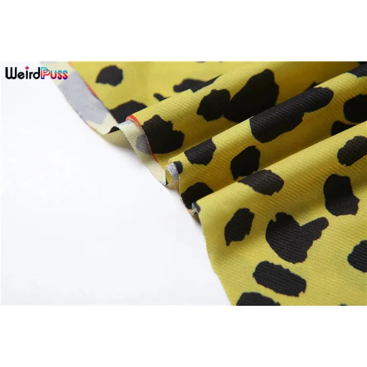 "Weird Puss Leopard-Print Halter Dress for Women - Sexy Backless Chiffon Patchwork, Two-Way Wear Irregular Hem Bodycon Summer Dress" - Faith Affinity