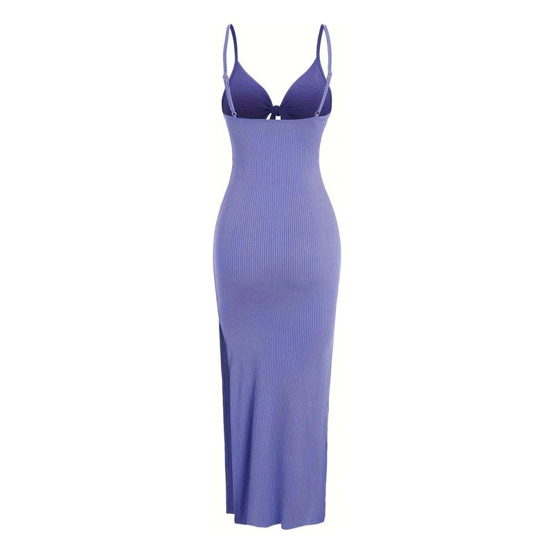 Women’s Europe & America Knit Sleeveless Suspender Dress - Sexy Backless Long Skirt with Neck, Spring & Summer Fashion - Faith Affinity