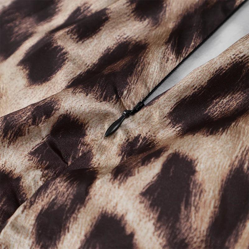 2024 Sexy Backless Leopard Print Halter Dress - Women’s Sleeveless Lace-Up Pleated Maxi Dress for Summer Streetwear - Faith Affinity