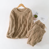 "2025 Women's Autumn Winter 2-Piece Set – Chic Plaid O-Neck Pullover Top & Elastic Waist Pants, Casual Homewear" - Faith Affinity