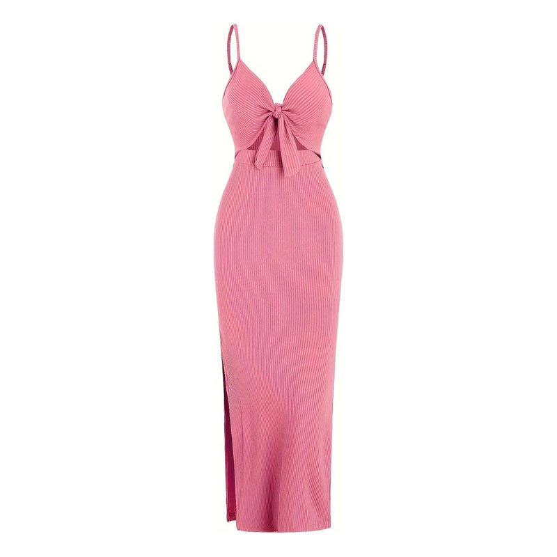 Women’s Europe & America Knit Sleeveless Suspender Dress - Sexy Backless Long Skirt with Neck, Spring & Summer Fashion - Faith Affinity