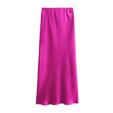 ASDS 2025 Y2K Satin Long Skirt - High-Waisted A-Line Spring Casual Women’s Skirt for High Street Fashion - Faith Affinity