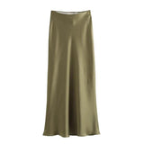 ASDS 2025 Y2K Satin Long Skirt - High-Waisted A-Line Spring Casual Women’s Skirt for High Street Fashion - Faith Affinity