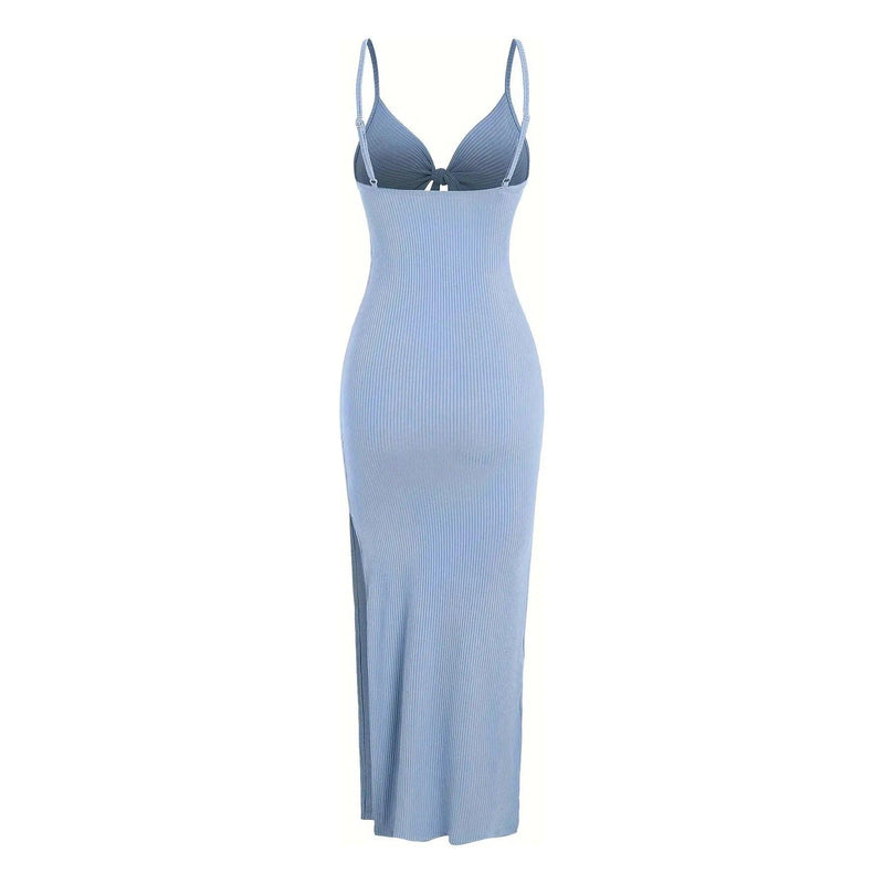 Women’s Europe & America Knit Sleeveless Suspender Dress - Sexy Backless Long Skirt with Neck, Spring & Summer Fashion - Faith Affinity