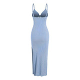 Women’s Europe & America Knit Sleeveless Suspender Dress - Sexy Backless Long Skirt with Neck, Spring & Summer Fashion - Faith Affinity