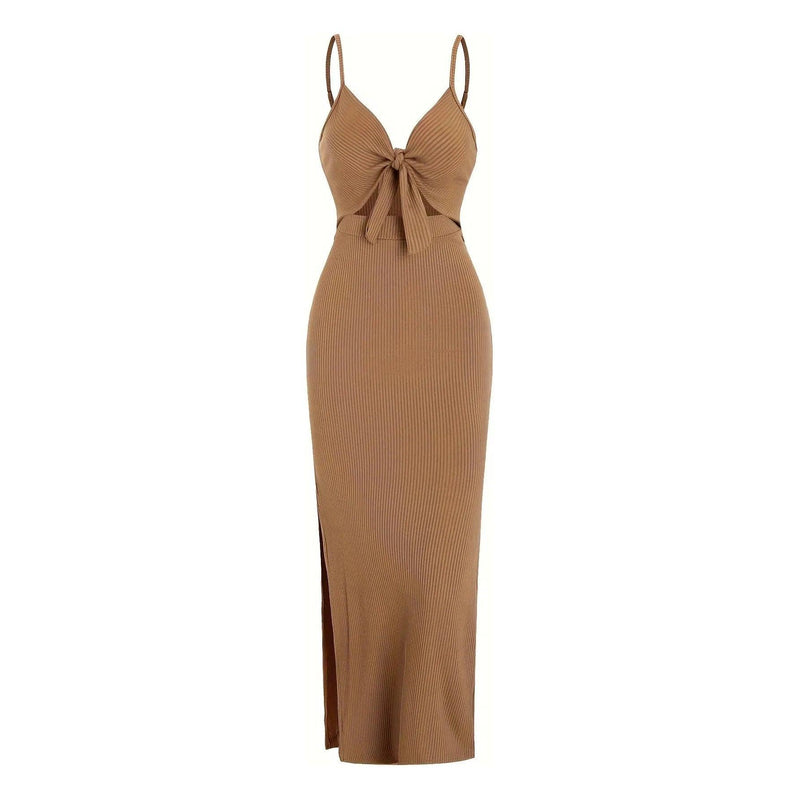 Women’s Europe & America Knit Sleeveless Suspender Dress - Sexy Backless Long Skirt with Neck, Spring & Summer Fashion - Faith Affinity
