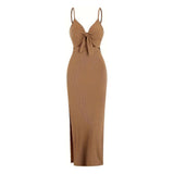 Women’s Europe & America Knit Sleeveless Suspender Dress - Sexy Backless Long Skirt with Neck, Spring & Summer Fashion - Faith Affinity
