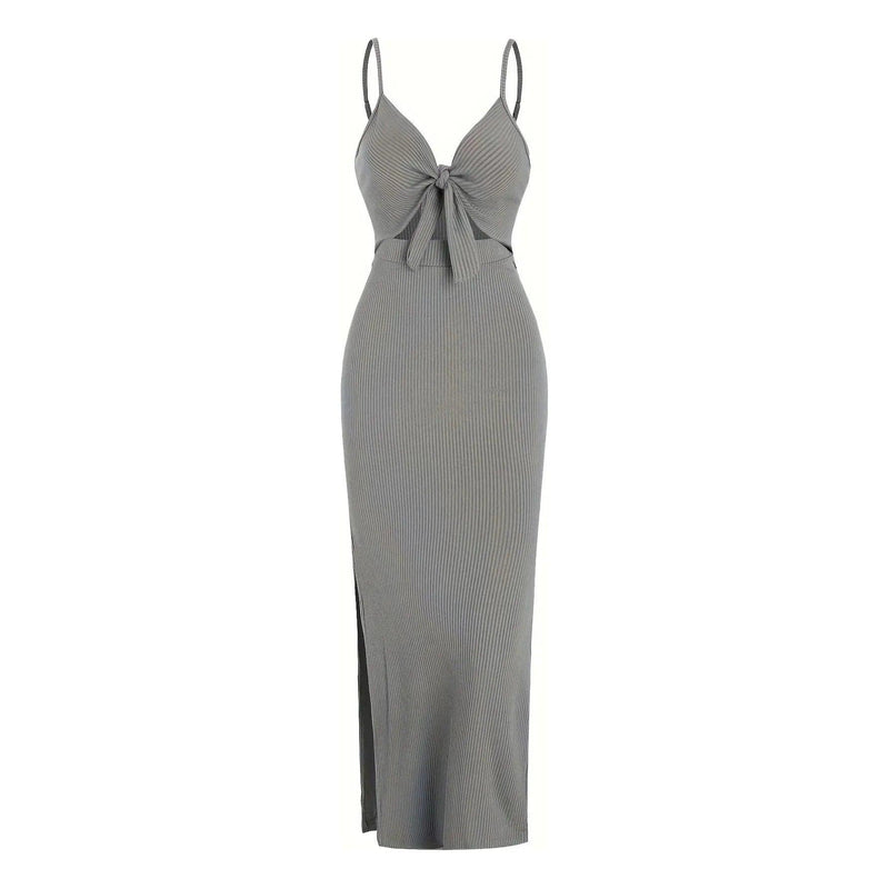 Women’s Europe & America Knit Sleeveless Suspender Dress - Sexy Backless Long Skirt with Neck, Spring & Summer Fashion - Faith Affinity