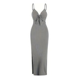 Women’s Europe & America Knit Sleeveless Suspender Dress - Sexy Backless Long Skirt with Neck, Spring & Summer Fashion - Faith Affinity