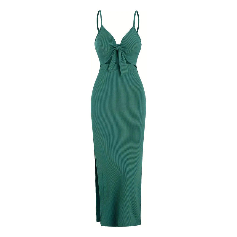 Women’s Europe & America Knit Sleeveless Suspender Dress - Sexy Backless Long Skirt with Neck, Spring & Summer Fashion - Faith Affinity