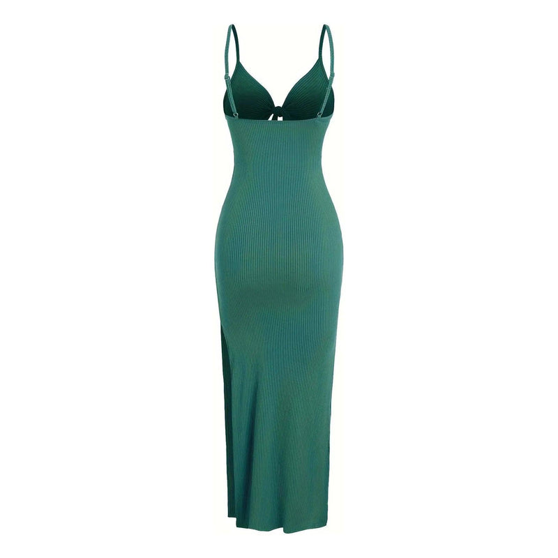 Women’s Europe & America Knit Sleeveless Suspender Dress - Sexy Backless Long Skirt with Neck, Spring & Summer Fashion - Faith Affinity