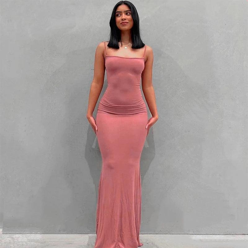 2025 Summer Women’s Sexy Tight Fishtail Dress - Sleeveless Casual Suspender Skirt with Bag Hip Design - Faith Affinity