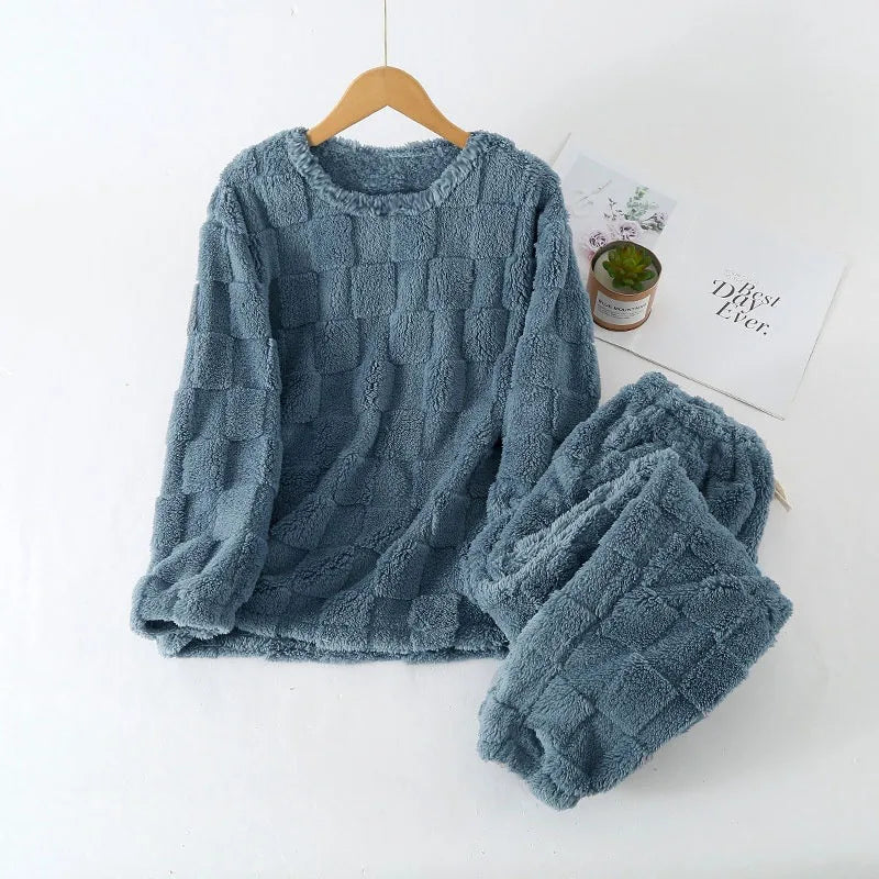 "2025 Women's Autumn Winter 2-Piece Set – Chic Plaid O-Neck Pullover Top & Elastic Waist Pants, Casual Homewear" - Faith Affinity