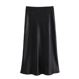 ASDS 2025 Y2K Satin Long Skirt - High-Waisted A-Line Spring Casual Women’s Skirt for High Street Fashion - Faith Affinity