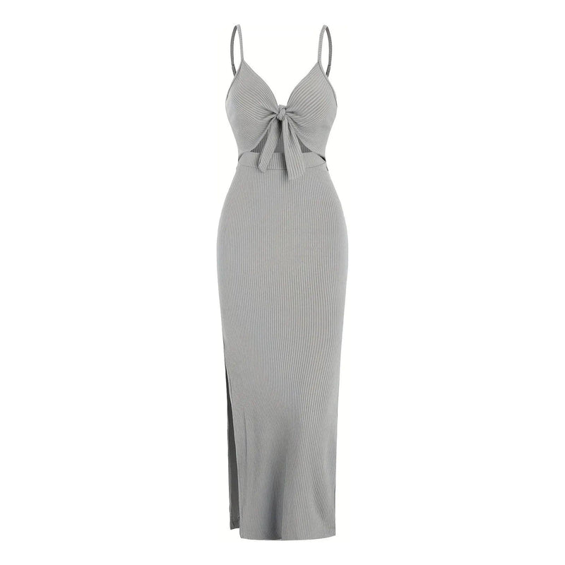 Women’s Europe & America Knit Sleeveless Suspender Dress - Sexy Backless Long Skirt with Neck, Spring & Summer Fashion - Faith Affinity