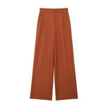 "TRAF Women's Vintage High Waist Wide Leg Pants with Front Darts & Pockets - Zipper Fly, Fashion Female Trousers" - Faith Affinity
