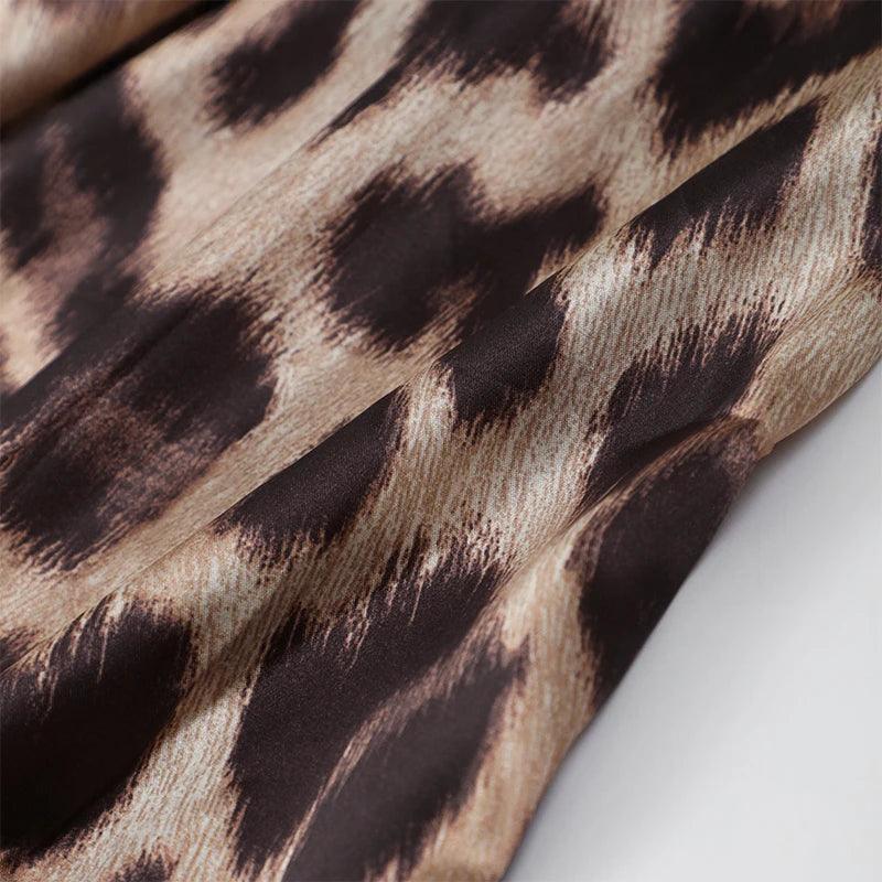 2024 Sexy Backless Leopard Print Halter Dress - Women’s Sleeveless Lace-Up Pleated Maxi Dress for Summer Streetwear - Faith Affinity