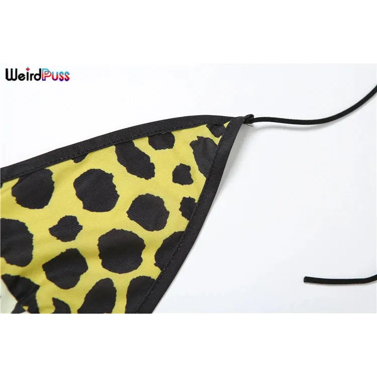 "Weird Puss Leopard-Print Halter Dress for Women - Sexy Backless Chiffon Patchwork, Two-Way Wear Irregular Hem Bodycon Summer Dress" - Faith Affinity