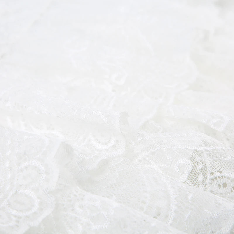 "Women's Black Low Waist Tiered Lace Skirt - White Fairycore Micro Boho Skirt, Trendy Summer Fashion Clothing" - Faith Affinity