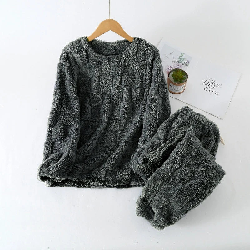 "2025 Women's Autumn Winter 2-Piece Set – Chic Plaid O-Neck Pullover Top & Elastic Waist Pants, Casual Homewear" - Faith Affinity