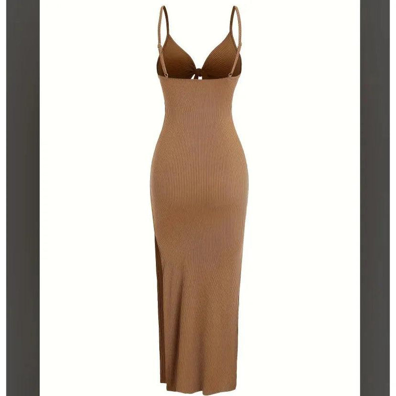 Women’s Europe & America Knit Sleeveless Suspender Dress - Sexy Backless Long Skirt with Neck, Spring & Summer Fashion - Faith Affinity