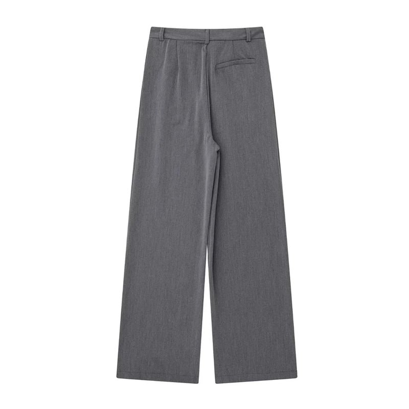 "TRAF Women's Vintage High Waist Wide Leg Pants with Front Darts & Pockets - Zipper Fly, Fashion Female Trousers" - Faith Affinity