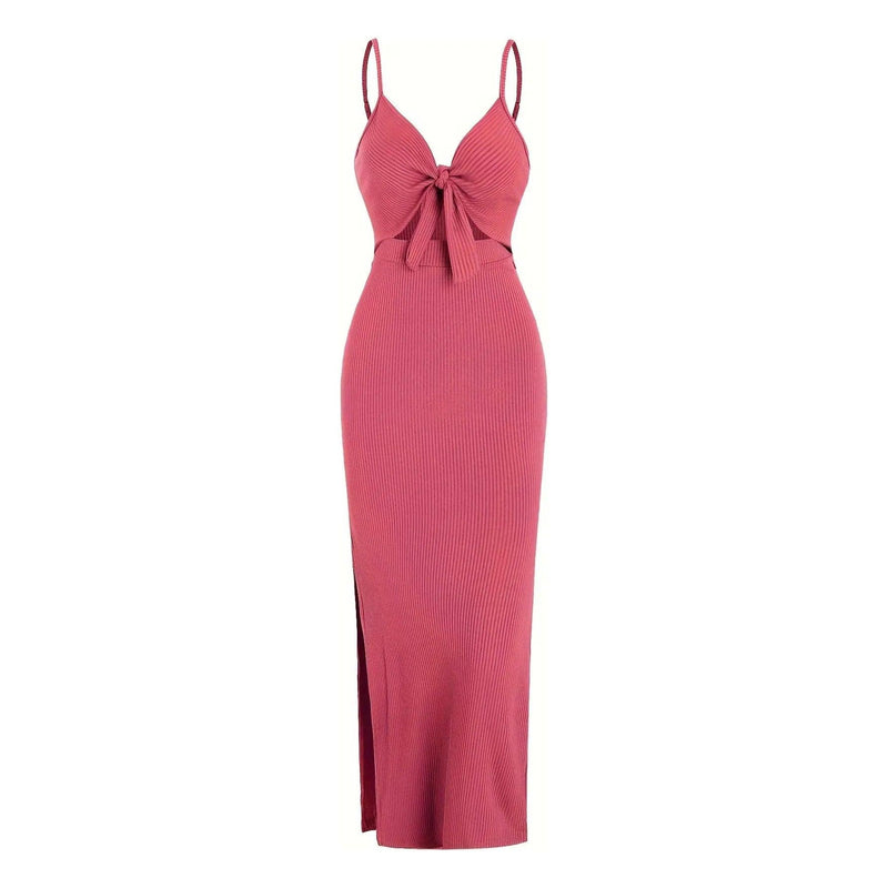Women’s Europe & America Knit Sleeveless Suspender Dress - Sexy Backless Long Skirt with Neck, Spring & Summer Fashion - Faith Affinity