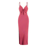 Women’s Europe & America Knit Sleeveless Suspender Dress - Sexy Backless Long Skirt with Neck, Spring & Summer Fashion - Faith Affinity