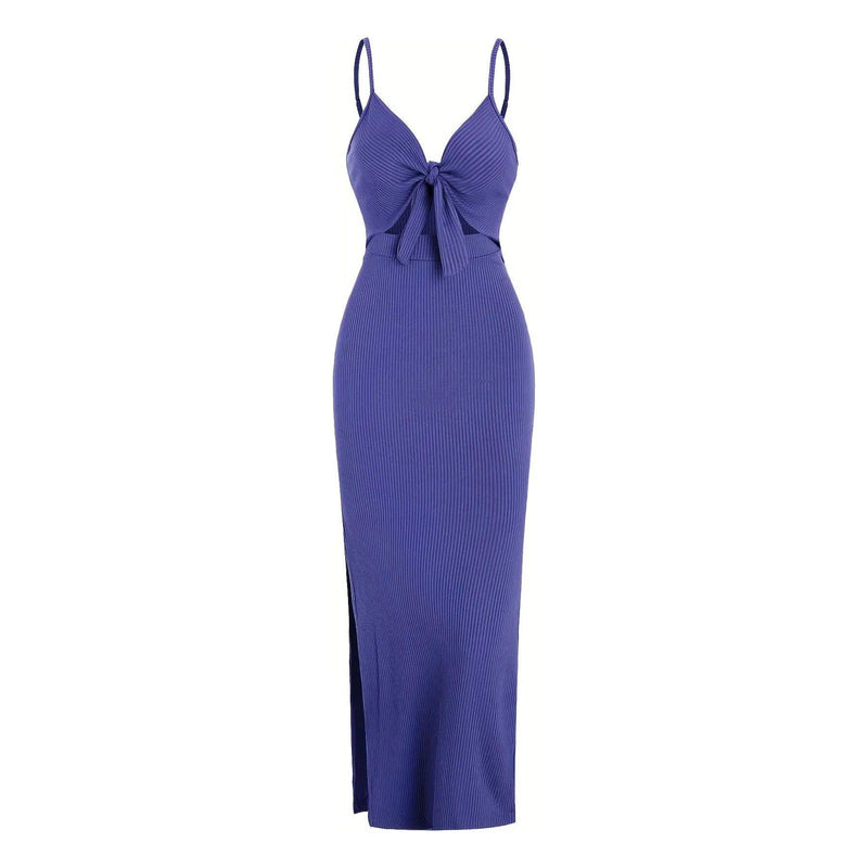 Women’s Europe & America Knit Sleeveless Suspender Dress - Sexy Backless Long Skirt with Neck, Spring & Summer Fashion - Faith Affinity