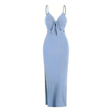 Women’s Europe & America Knit Sleeveless Suspender Dress - Sexy Backless Long Skirt with Neck, Spring & Summer Fashion - Faith Affinity