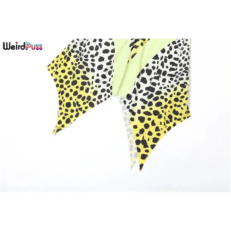 "Weird Puss Leopard-Print Halter Dress for Women - Sexy Backless Chiffon Patchwork, Two-Way Wear Irregular Hem Bodycon Summer Dress" - Faith Affinity