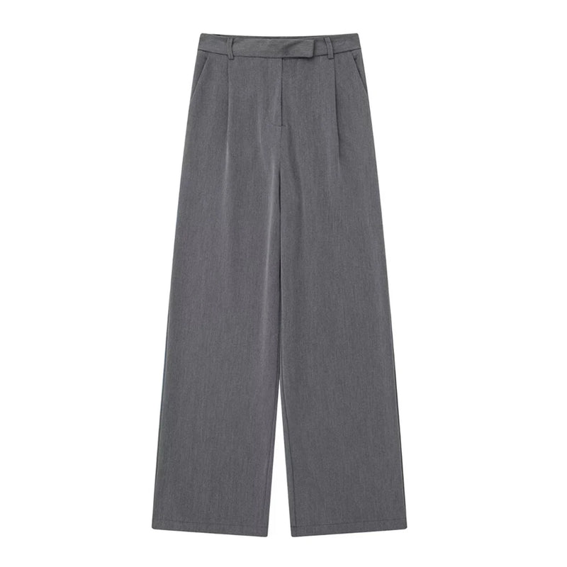 "TRAF Women's Vintage High Waist Wide Leg Pants with Front Darts & Pockets - Zipper Fly, Fashion Female Trousers" - Faith Affinity